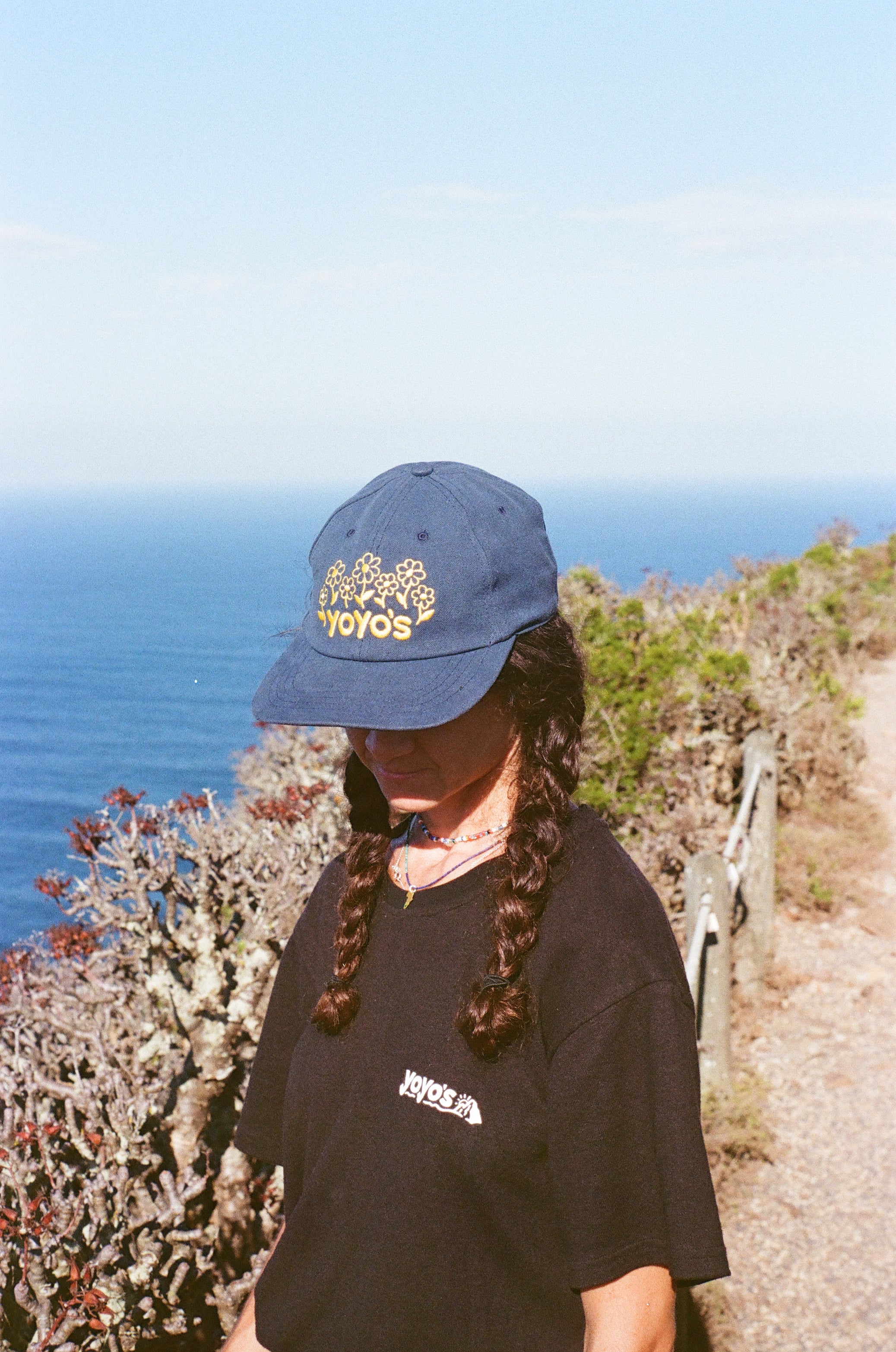 Navy Flowers Cap