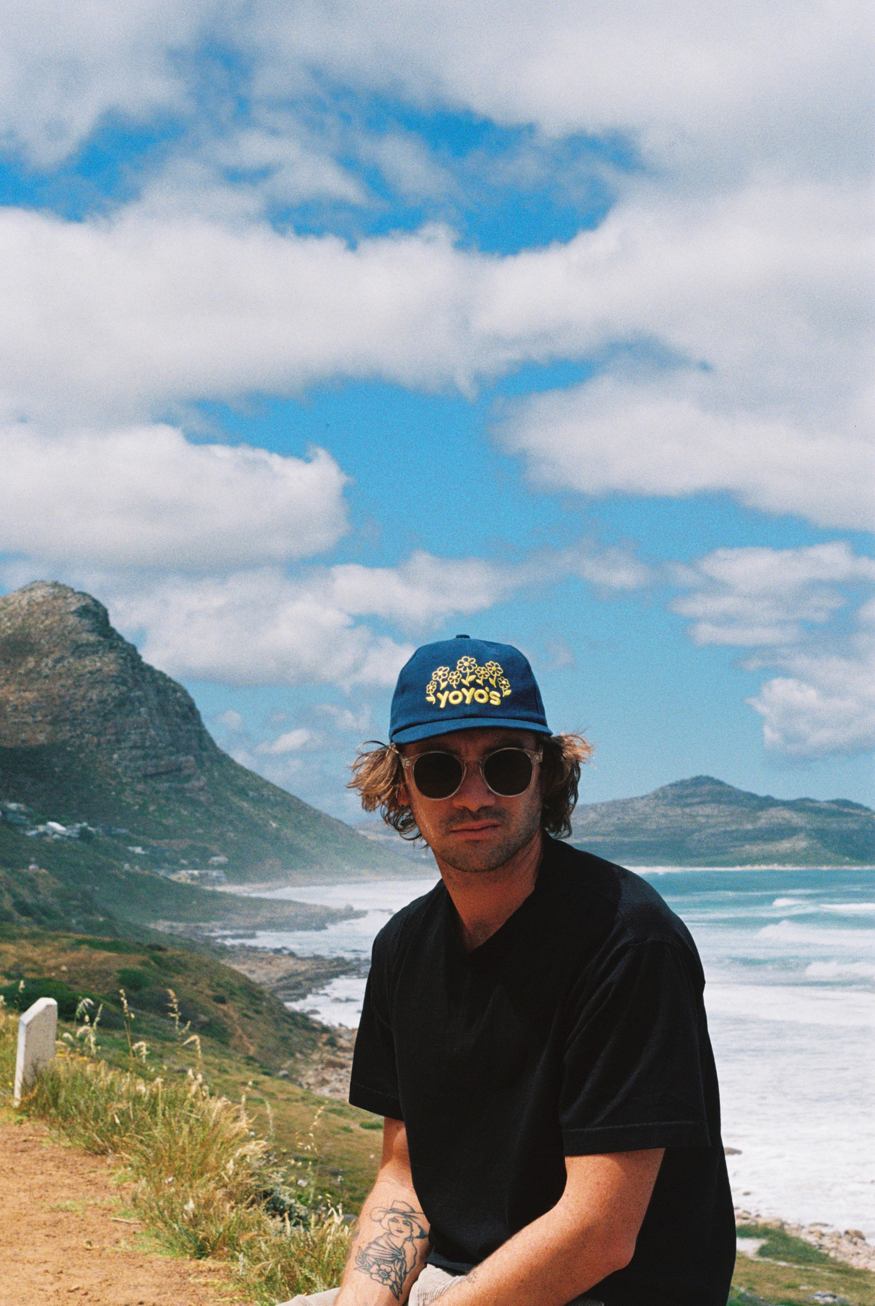 Navy Flowers Cap